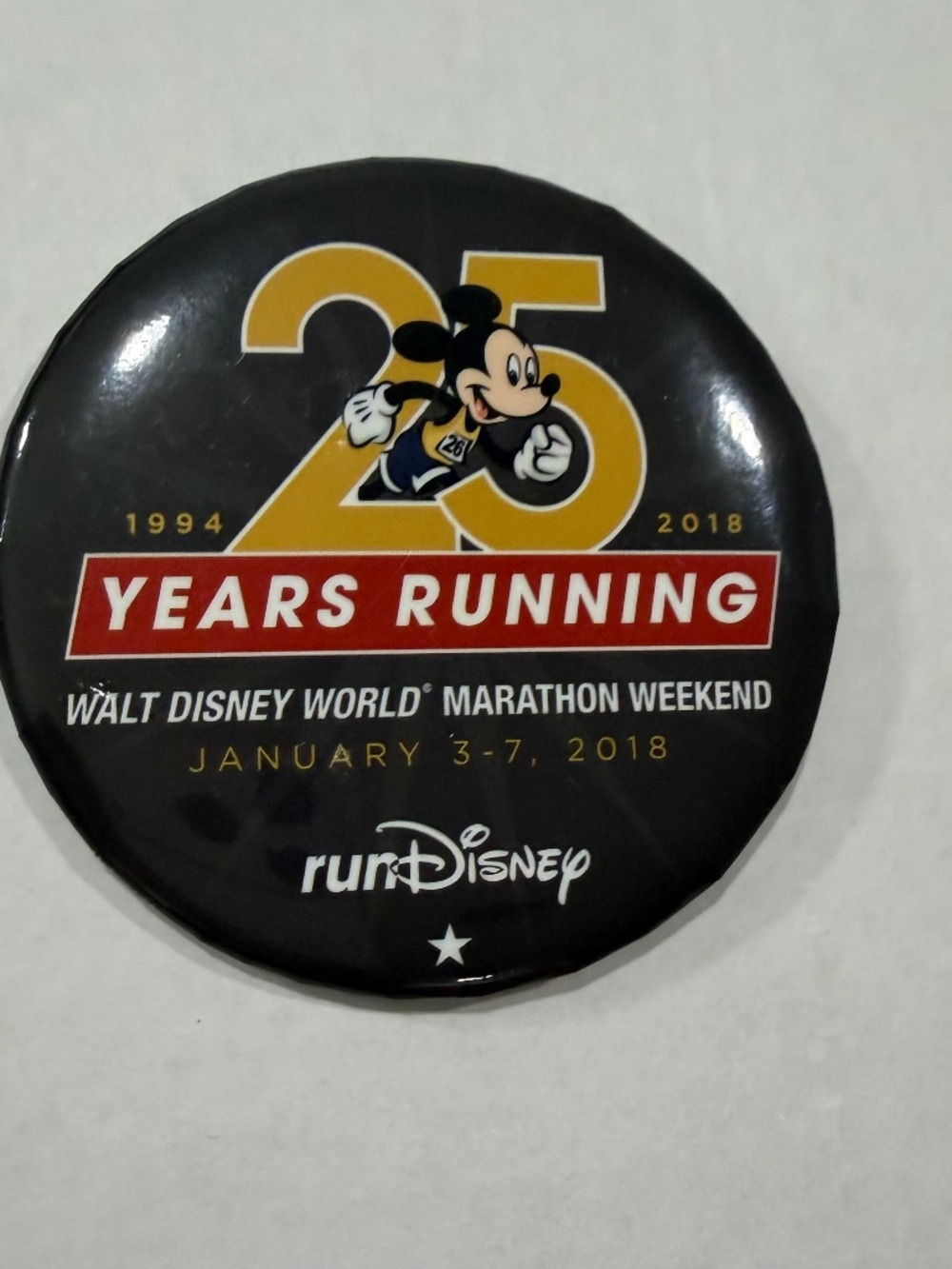 2018 Walt Disney World Marathon 25th Anniversary runDisney Pin